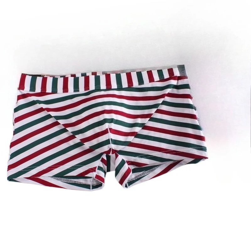 

Striped Print Bulge Boxy Underwear for Men Sexy Mid-Rise Cotton Boxer Briefs Relaxed Fit Breathable Daily Wear Sports Underwear