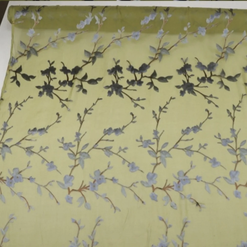 Amazing Beautiful Flower Design Best Price Great Material Top Price Comfortable Feeling Silk Burn Out Fabric for Women Custom