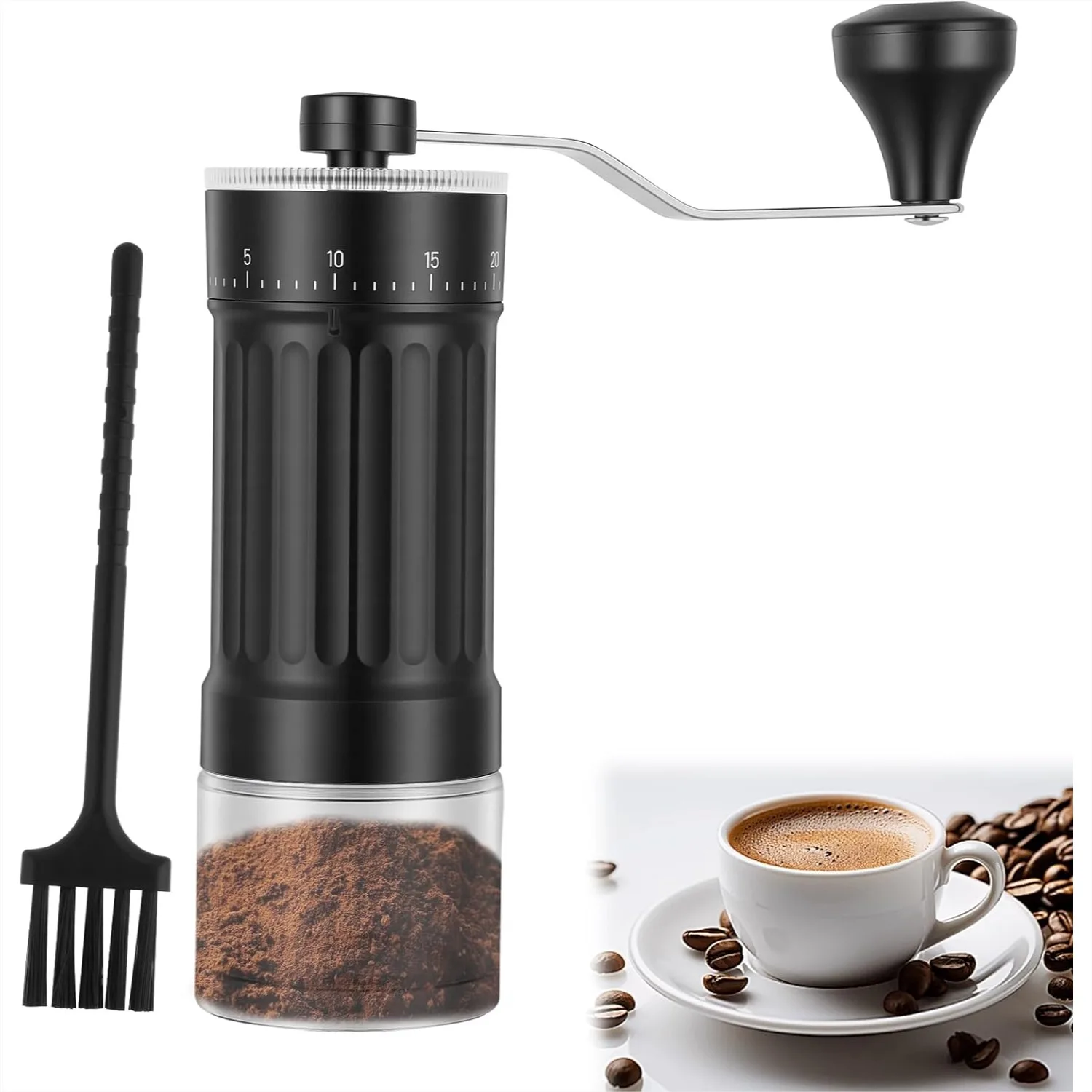 Moulin à café manuel avec meule conique, 40 réglages ajustables, capacité de 30 g pour expresso, cafetière à piston, voyage