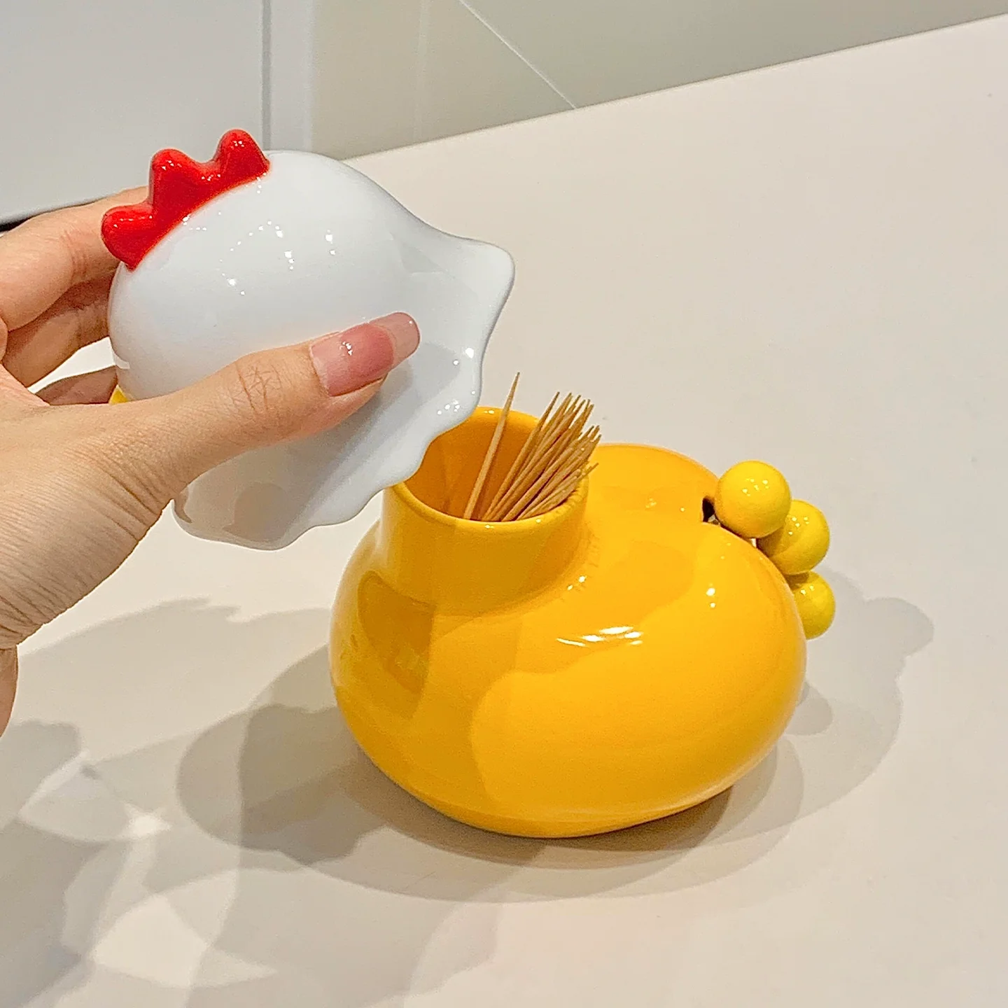 Cute Chick Fruit Fork Household Light Luxury High-end Stainless Steel Dessert Fork Storage Set Two-in-one Toothpick Tube