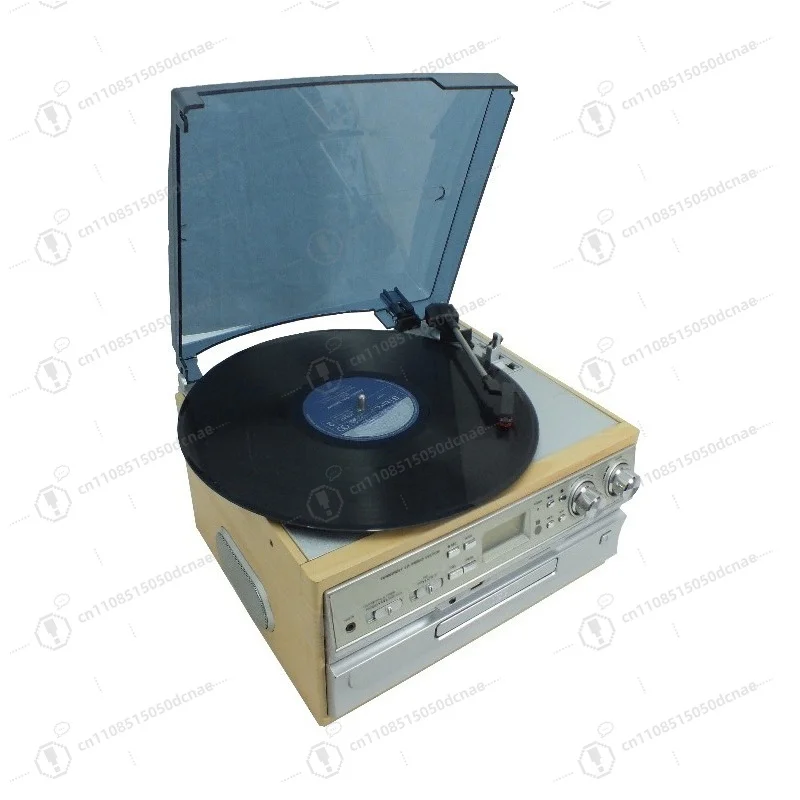 All-in-One Vinyl Record Player Portable Turntable CD Cassette FM Radio USB SD AUX Input Classic Wooden High Quality