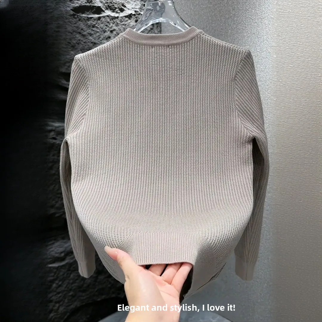 

Men's Autumn Winter Slim Fit Long Sve round Ne Knitted Sweater Casual Versatile Base Layer T-irt Comfortable Breathable