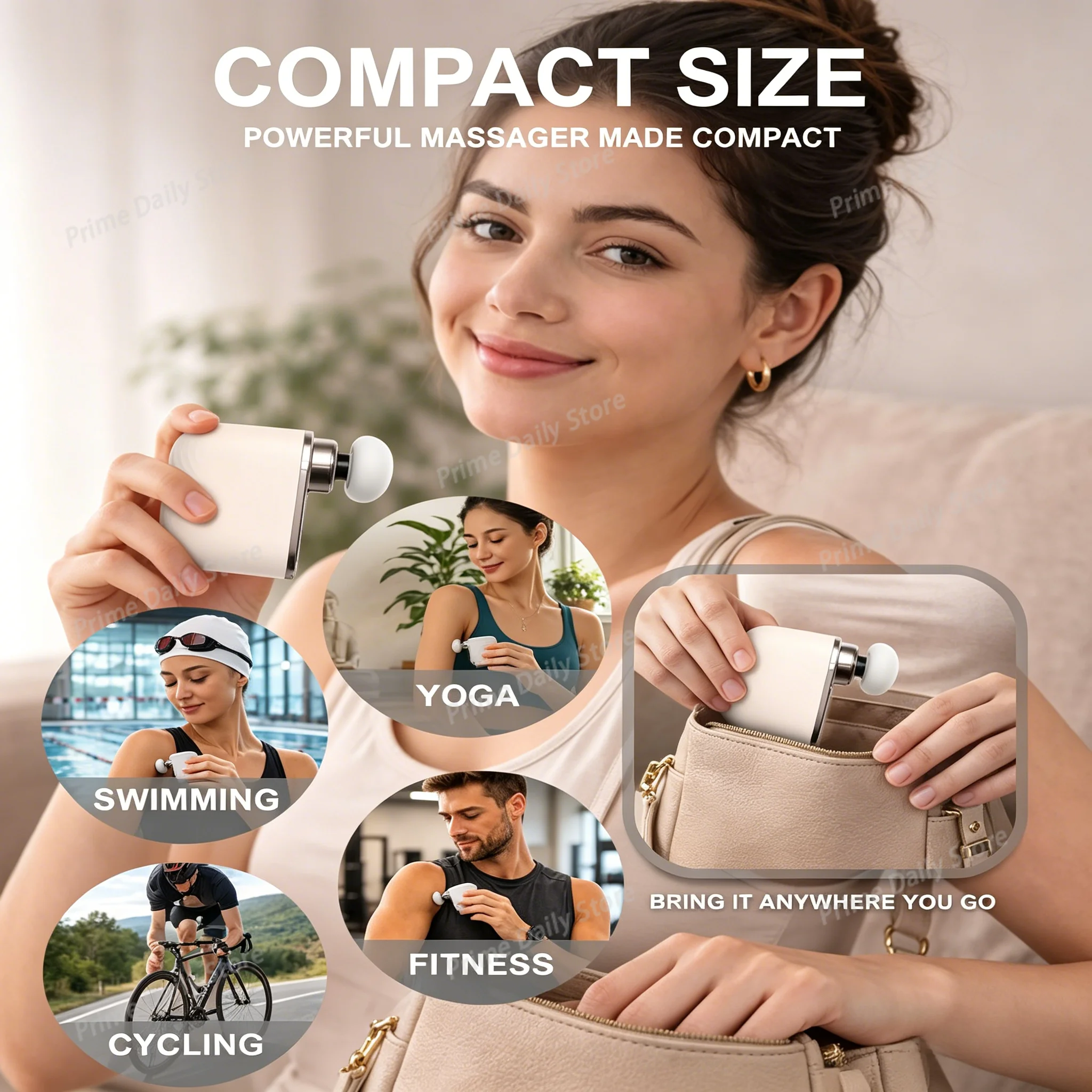 3‑in‑1 Pocket Fascia Massager, Portable Deep Tissue Percussion Device for Body Muscle Relief, Ideal for Gym Office & Travel