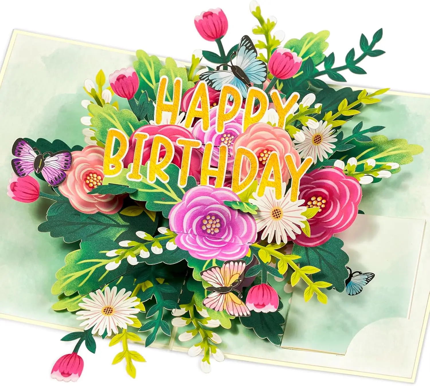 

Birthday Pop Up Card, Flowers and Butterflies, Floral 3D Greeting Card, Gift for Mom, Sister, Women, Grandma, Stepmother, Aunt,