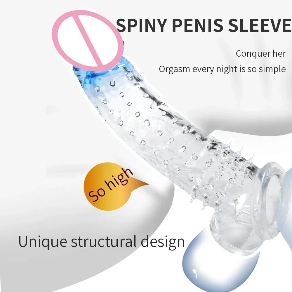 재사용 가능한 지연 콘돔 확대기 페니스 슬리브 익스텐션 확장 딜도 성인 섹스 토이, 남성용 고환 속박 콕 링 섹스 제품