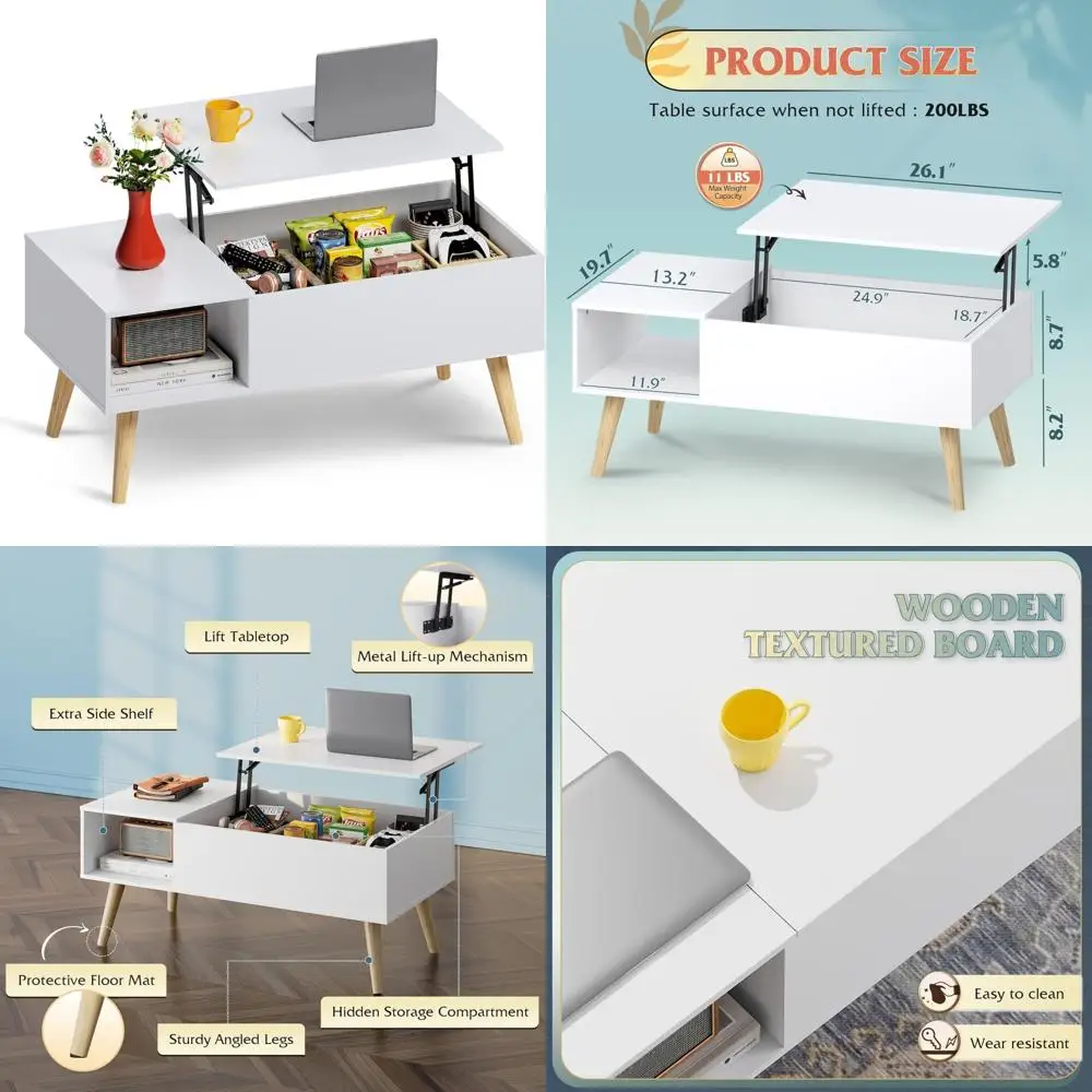 

Storage Lift Top Wooden Coffee Table for Living Room and Dining Area