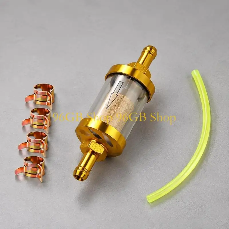96GB 8mm Connection Terrain Vehicle Inline Gas Supply Line Filter with Included Line for Replacement, Maintenance, and Service