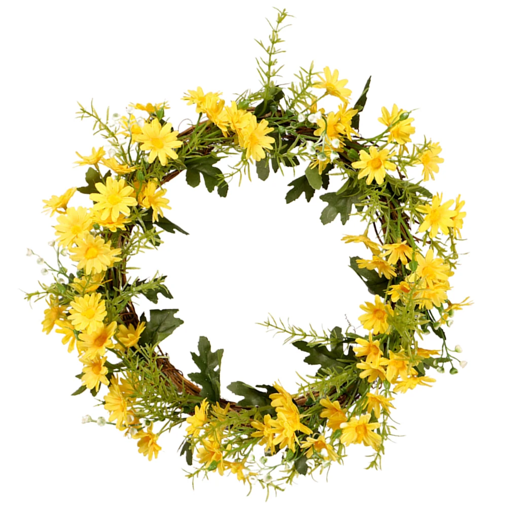 

35Cm Yellow Daisy Artificial Flower Garland Fade Resistant Hanging Decor For Home Wall Door Christmas Wedding Party