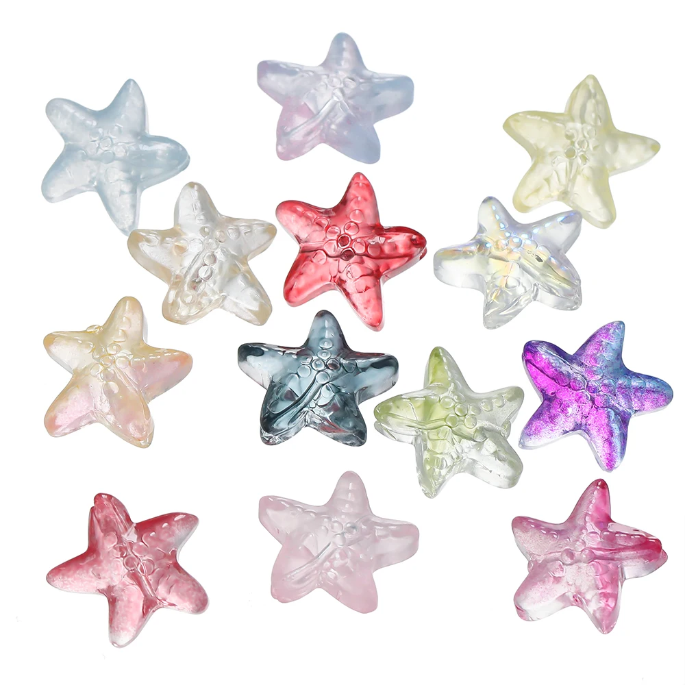 10pcs Colorful Glass Starfish Beads Star Czech Glass Loose Spacer Beads For DIY Bracelet Phone Chain Jewelry Making Accessories