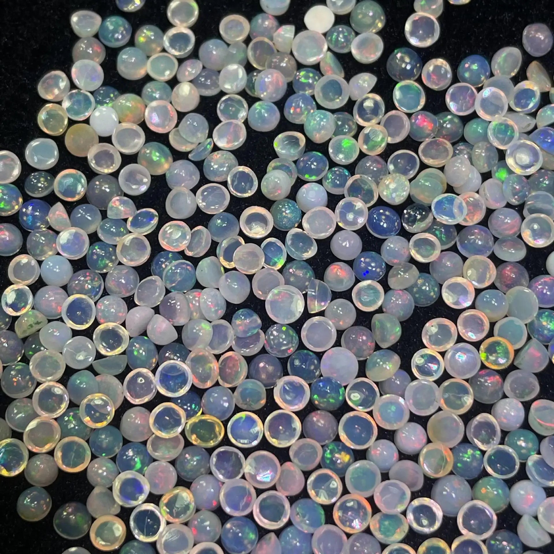 Wholesale 10pcs Natural Genuine Fire Opal 3mm 4mm 5mm 6mm Round Semi-Precious Gemstone Cabochon Ring Face For Jewelry