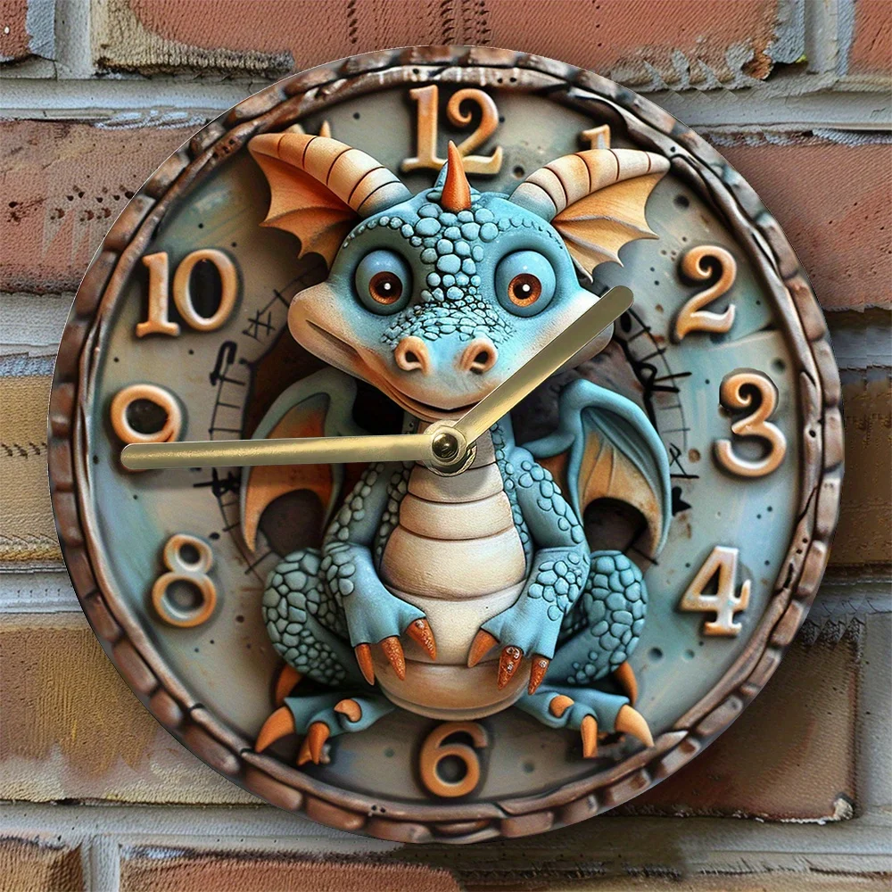 Wall Clock with 3D Effect Inferno Dragon Design, High-Definition Art Kit for Home Decor–Unique Autumn Theme Clock with Movement