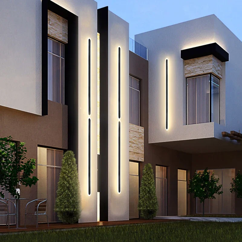 

LED wall lamp residential area villa garden entrance 360 degree luminous wall lamp Outdoor wall lighting waterproof long strip
