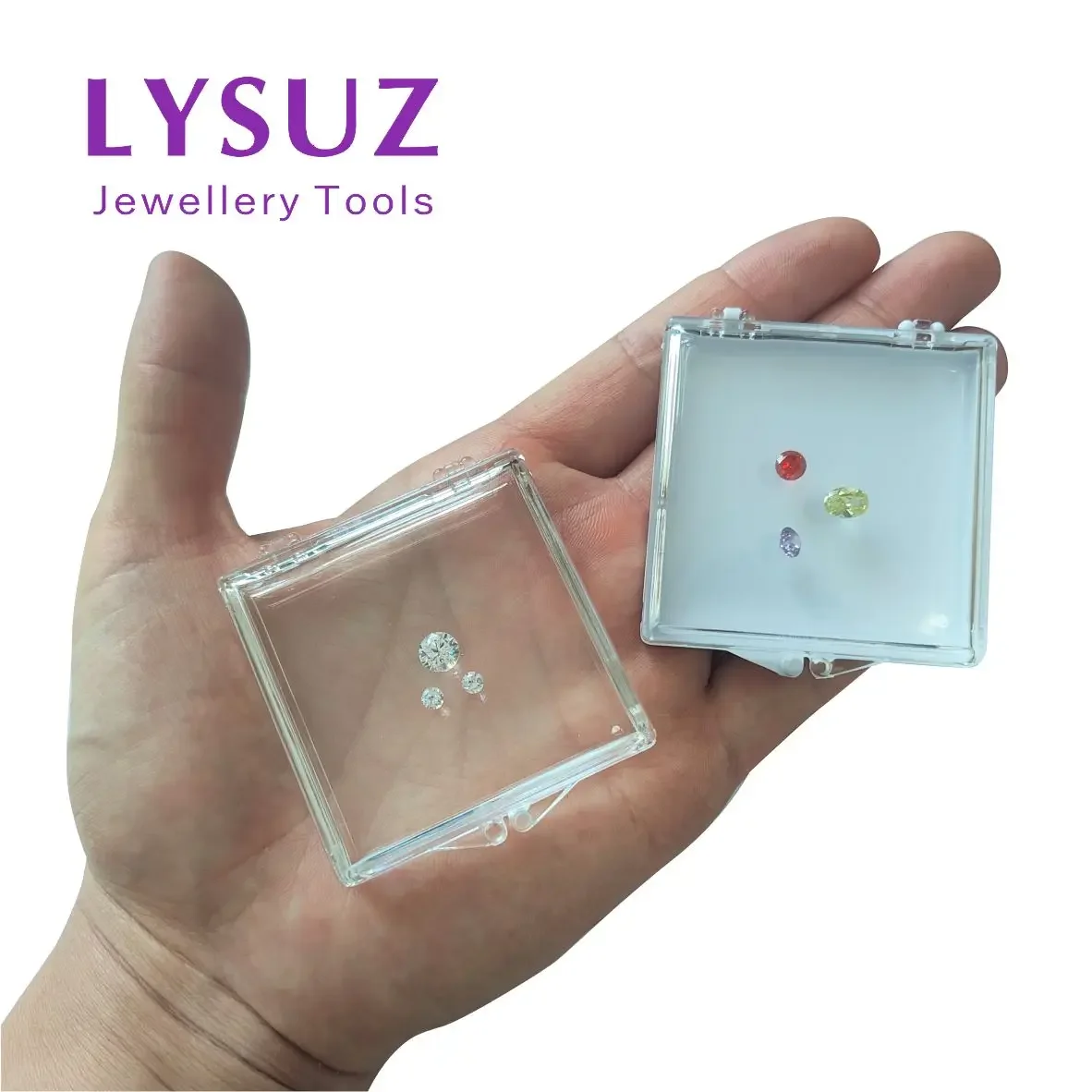 10pcs Adhesive Gems Box Diamond Display Box Show Case Packaging Tray Jewelry Acrylic Sticky Small Gemstone Modeling