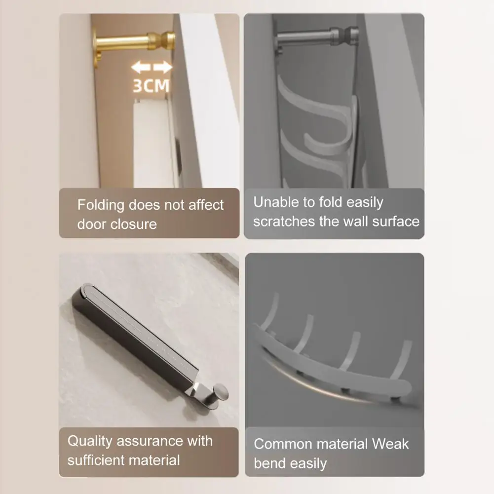 Retractable Rod Hanging Rack Door Back Hook Clothes Drying Rack Folding Clothes Drying Rack with 6 Grooves Corrosion-resistant