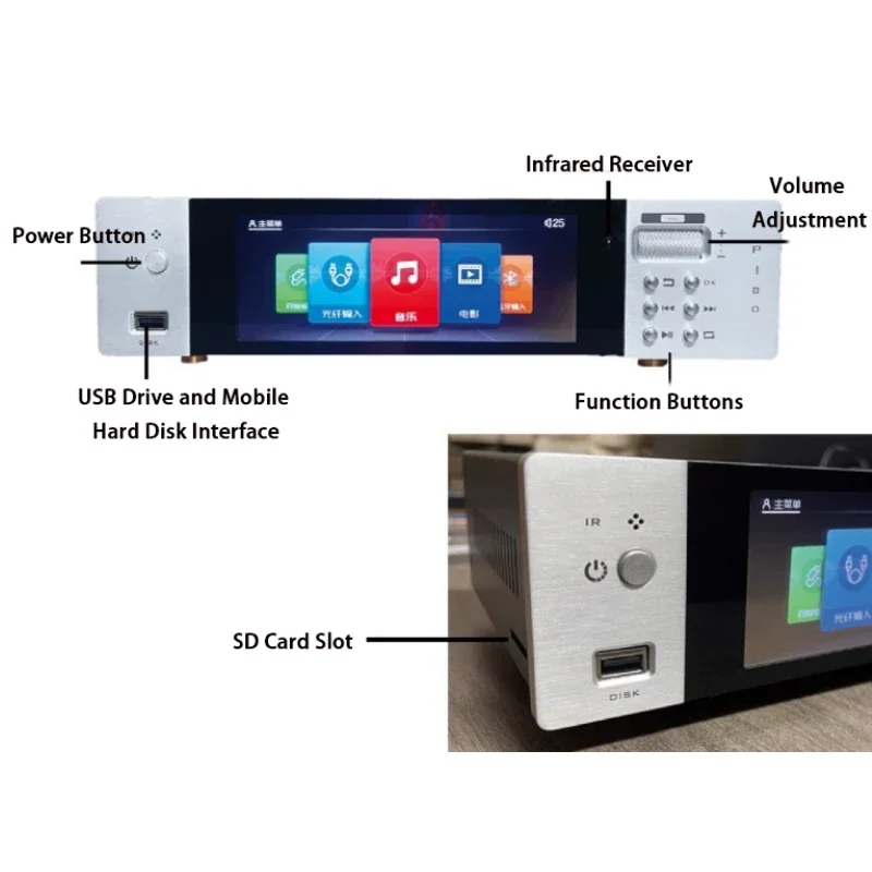 P80 HIFI Digital Music Player Dual ESS9068AS DAC QCC5125 Bluetooth 5.1 Lossless Music Turntable 6.8-inch Large Screen