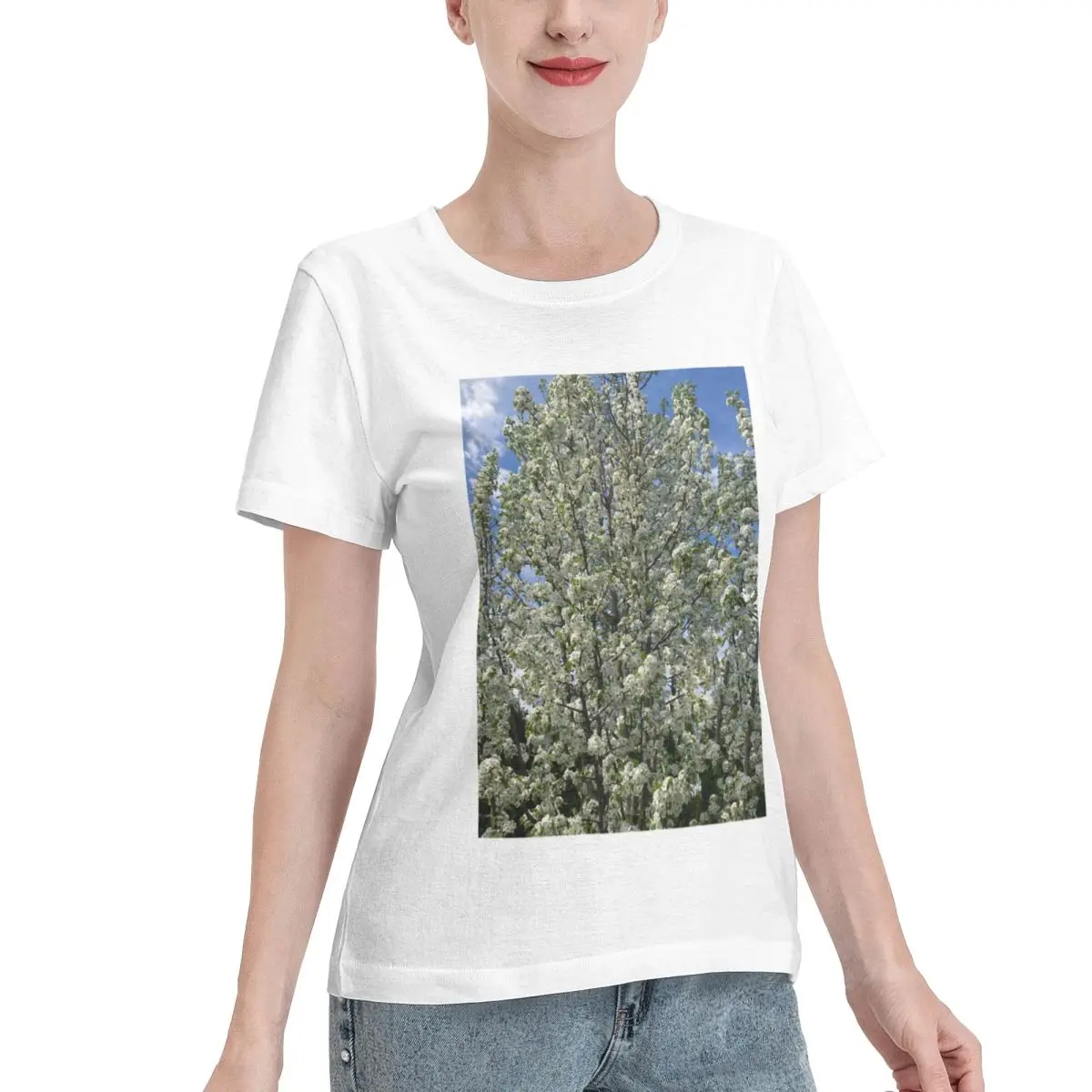 Discount Large Blooming Pear Tree Women's T-shirt Streetwear Everyday Tee