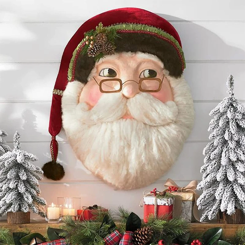 Wooden Christmas Santa Decorations Cute Kindly Santa Claus Door Sign Wall Hangings Wooden Christmas Home Party Ornaments