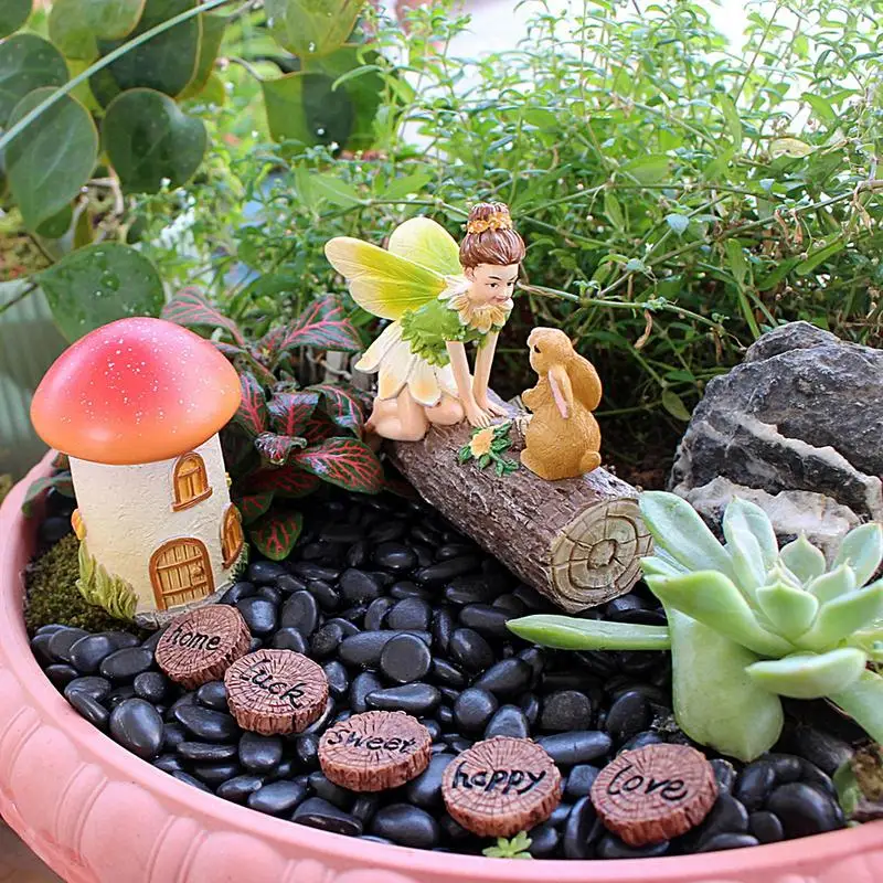 Kit de casa de jardín de hadas, casa de setas, figuritas de jardín de hadas en miniatura con accesorios, juego de simulación pequeño, casa de muñecas