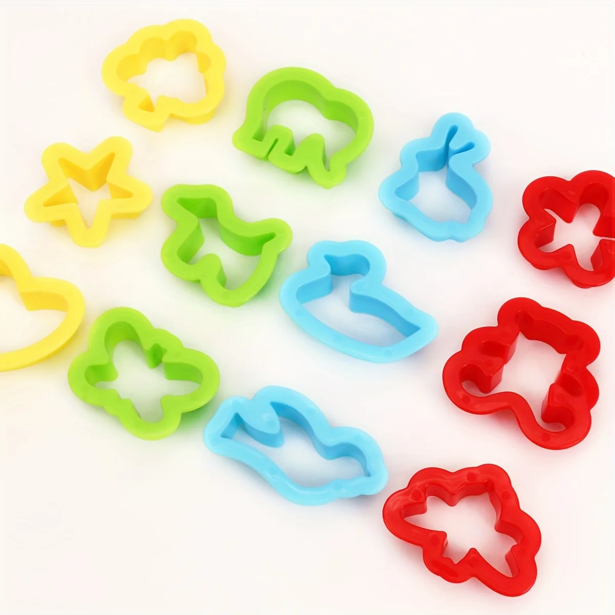 12 peças, conjunto de ferramentas de argila, molde de cerâmica macia diy cortador de argila molde de forma geométrica de polímero, várias cores disponíveis.