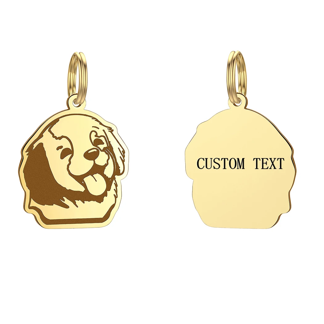 Stainless Steel Golden Retriever Id Tag Engraved Name Id Tags Custom Keychains Stainess Steel Nameplate Gift