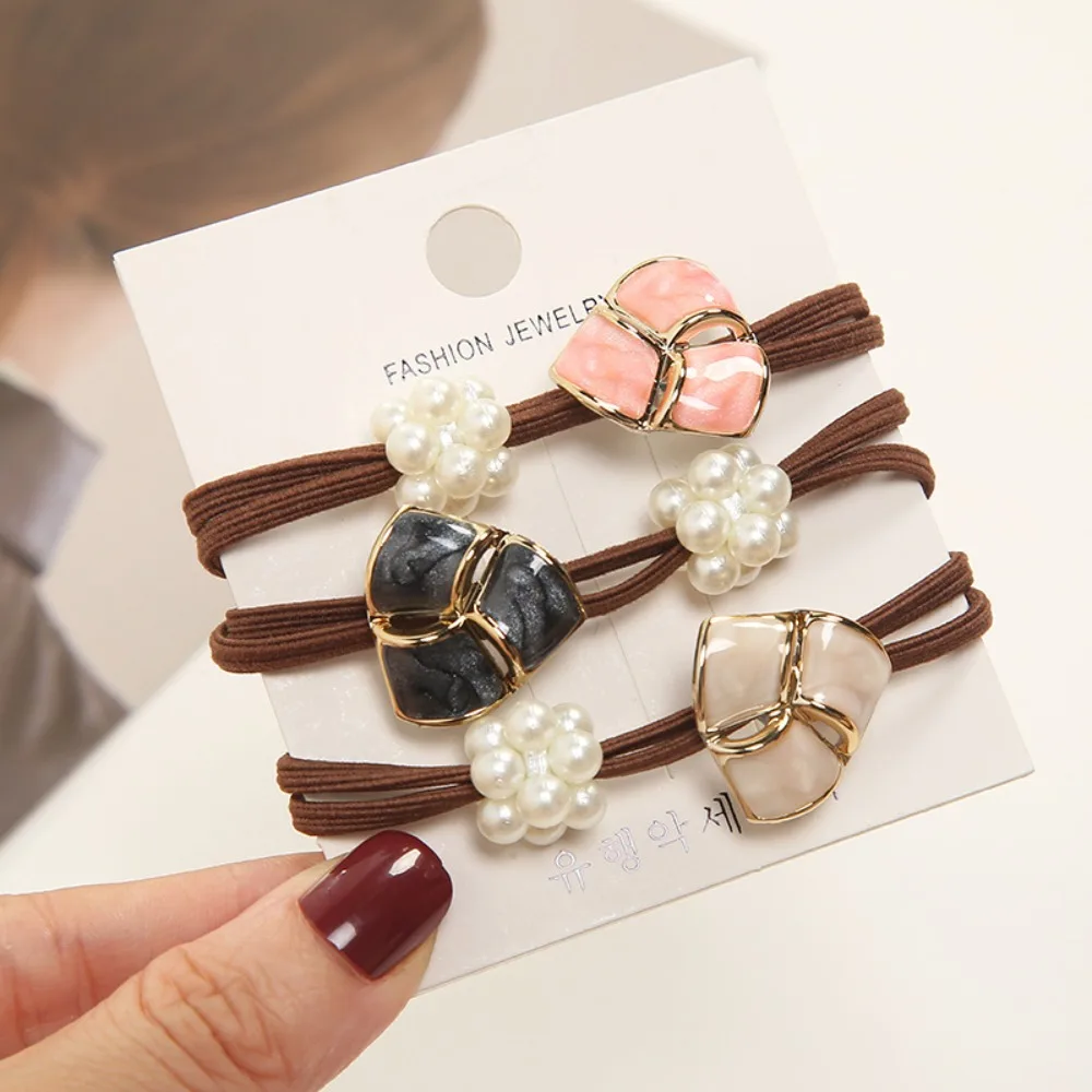 Mineral Stone Pearl Headband High Elastic Double Layer Knotted Japanese Hairband No Harm Minimalism Korean Hair Ring