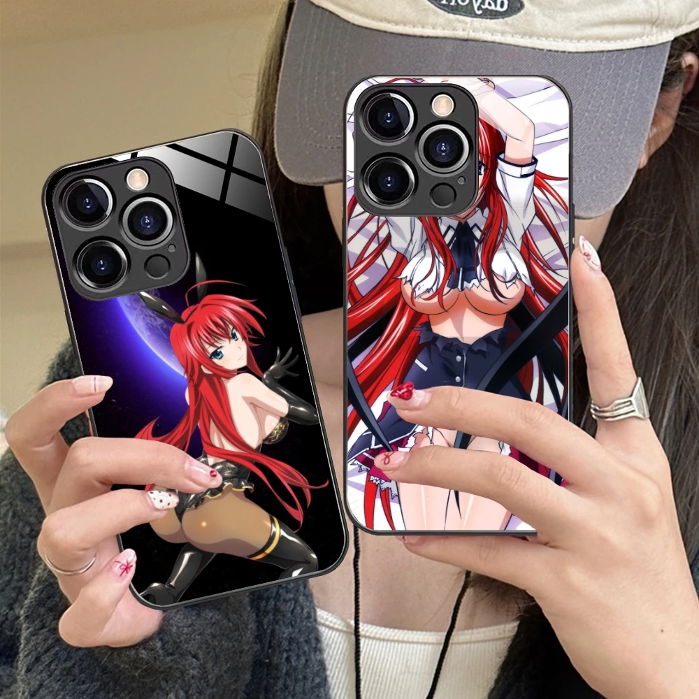 High School DXD Rias Mobile Phone Case for iPhone 15 14 13 12 11 X XR XS 8 Pro Max Plus Mini PC Glass Phone Cover Shell