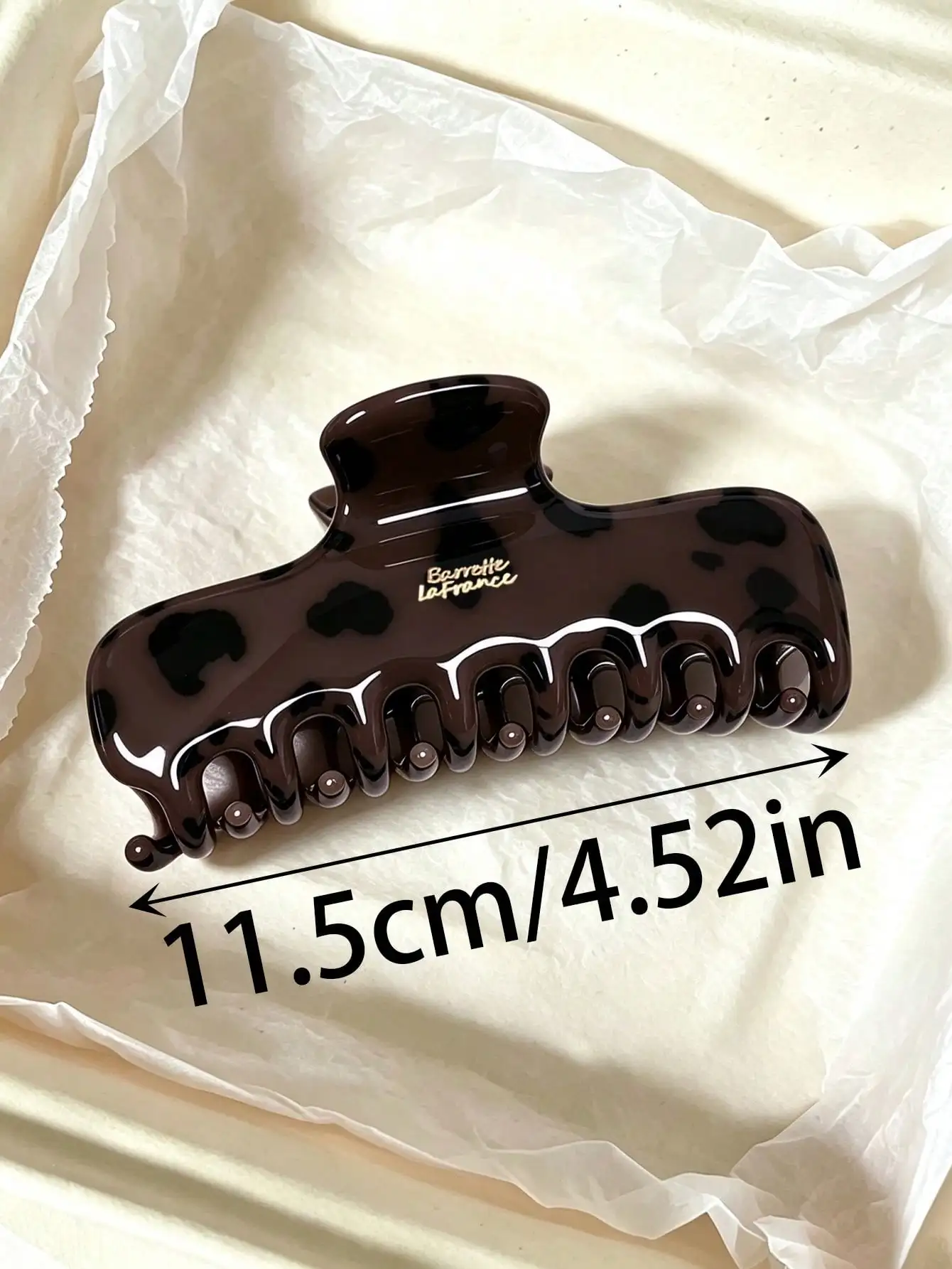 2pcs/1pc Women's 11.5cm/4.52in Leopard Print Series Khaki Brown Hair Clips, Lightweight Plastic Hair Clips, Fashionable Versatile High-End Elegant Elegant Minimalist Style Solid Color Hair Claws, Suitable For Daily Wear, Outings,sc260412115835517642484