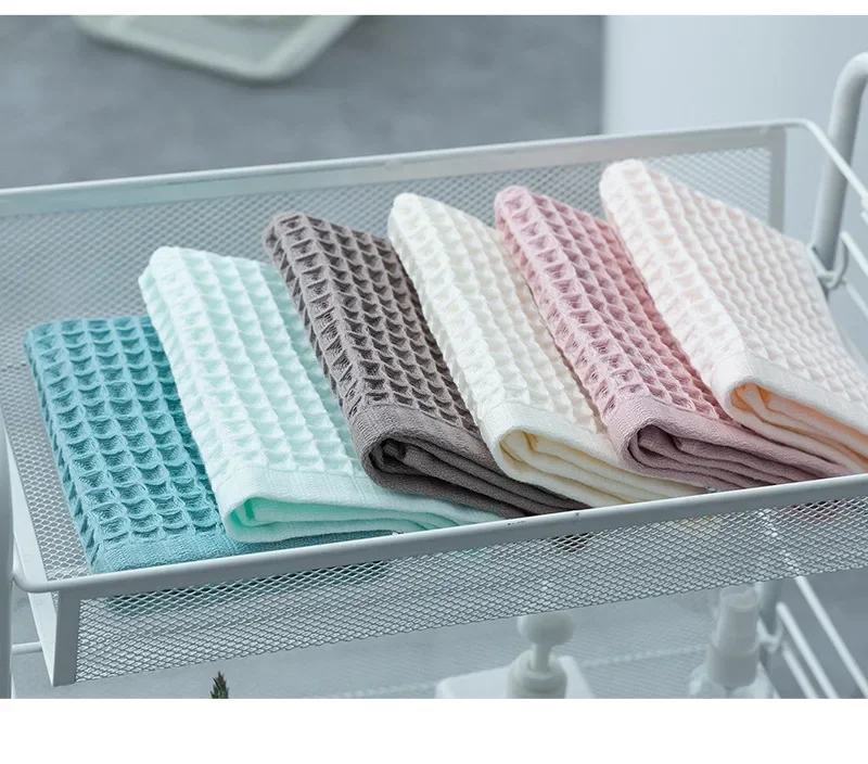 1PC 34*34cm Adults Plaid Soft Cotton Face Towels Hand Towel Face Care Bathroom Tools Solid Color Sport Waffle Hair Towel