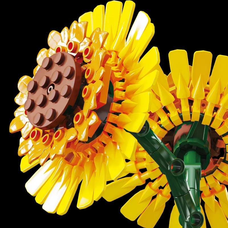 2023 City Creativity Bouquet Sunflower Potted Plant Home Decoration Building Blocks Bricks Kids Toys