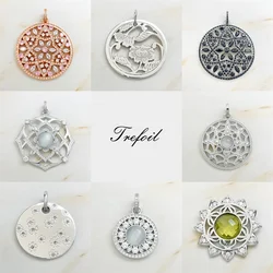 Pendant Chakra Lotus Peony Flower Fine Women Jewelry Accessories Fit Necklace Trendy 925 Sterling Silver Cubic Zirconia Gift
