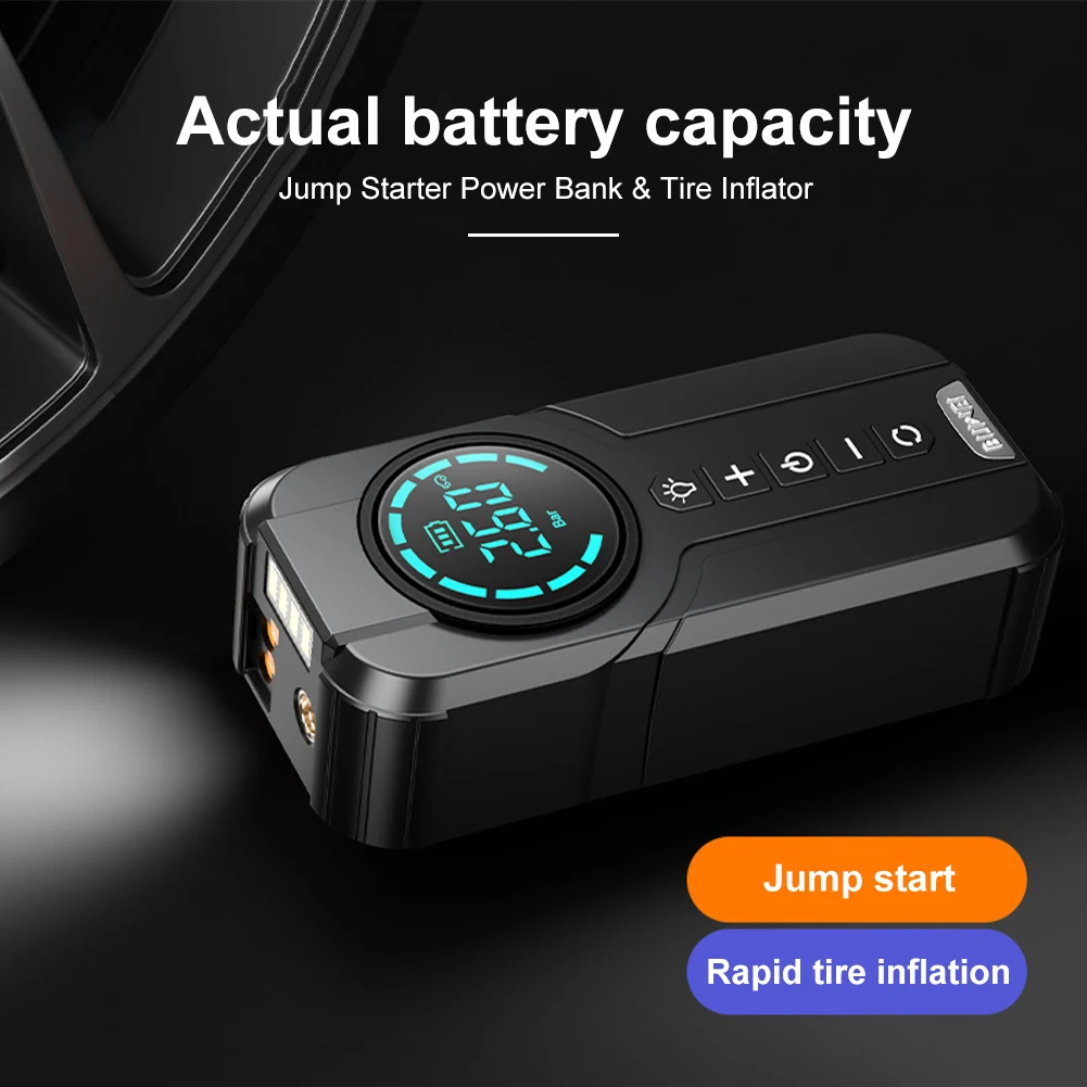 1PCS Universal Car Jump Starter Power Bank Air Compressor Inflator Pump 1000A Portable Power Station Car Battery Charger Booster