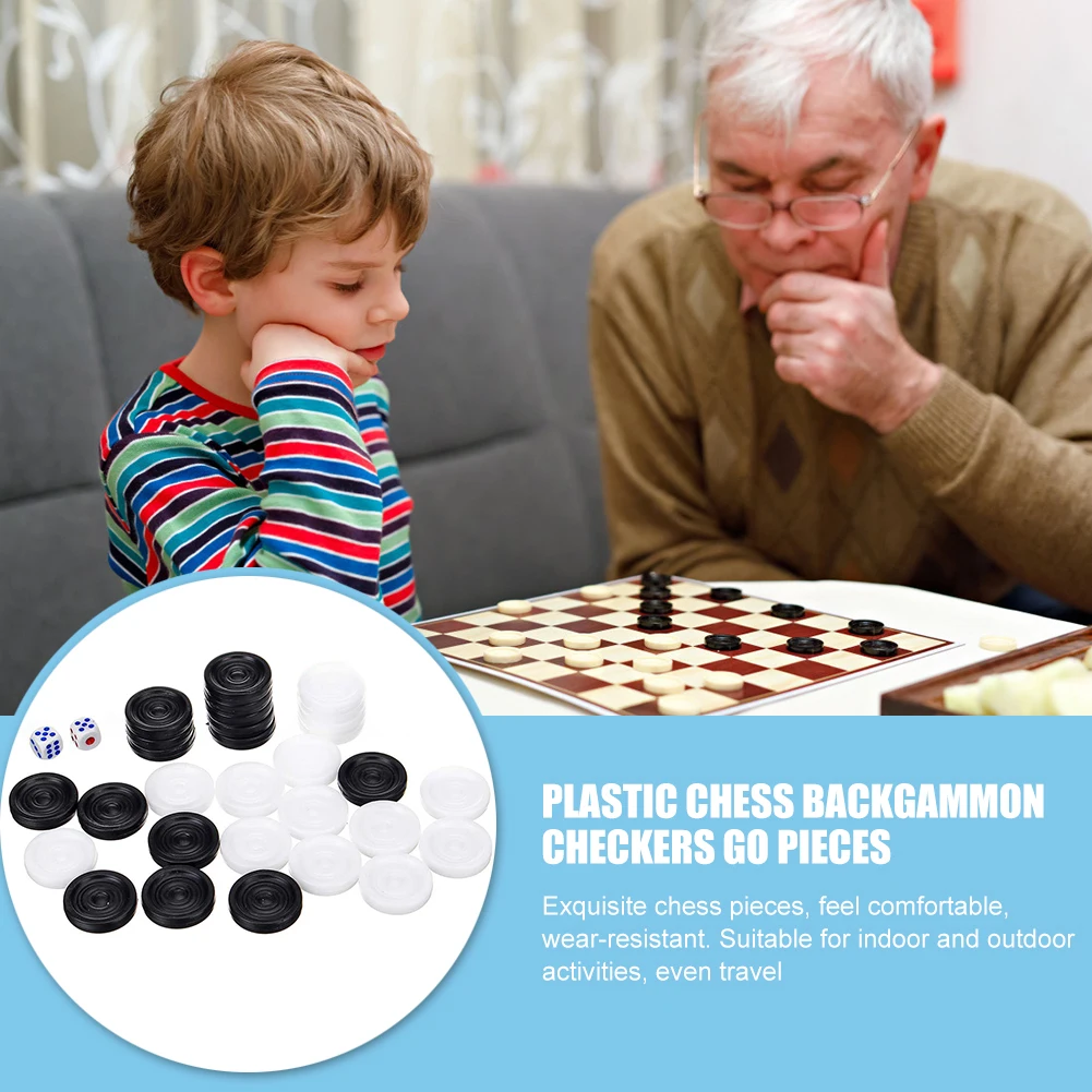 Plastic Checkers Backgammon Chess Pieces Kids Adults Board Game Entertainment