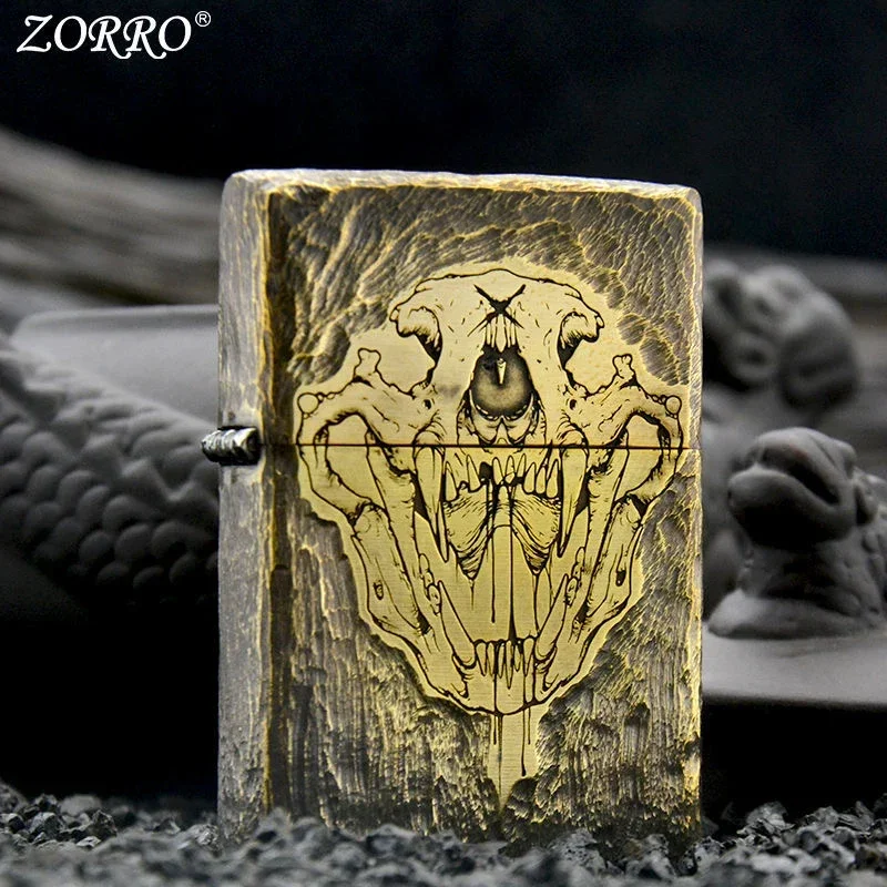 ZORRO Brass New Knife Strip Keroseine Lighter Handmade Elaborate Carving Creative Personalized Cigarette Lighter Men's Gift