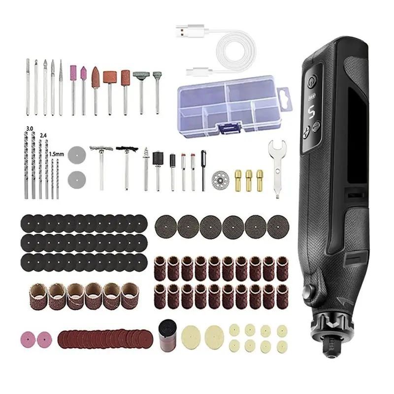 bsevb-155pcs-electric-rotary-tool-kit-for-diy-engraving-cutting-polishing-5-speed-digital-display-type-c-rechargeable-grinder