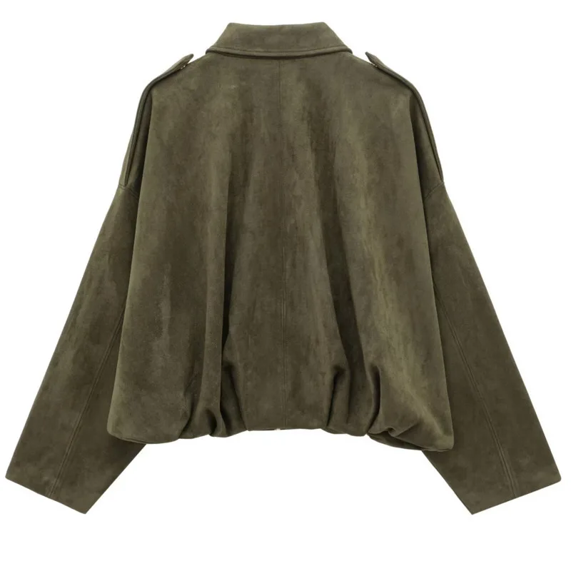 WHTREND المرأة الأزياء سستة سترة فضفاضة كبيرة الحجم معاطف عارضة أعلى ربيع الخريف جديد WH1886 #5