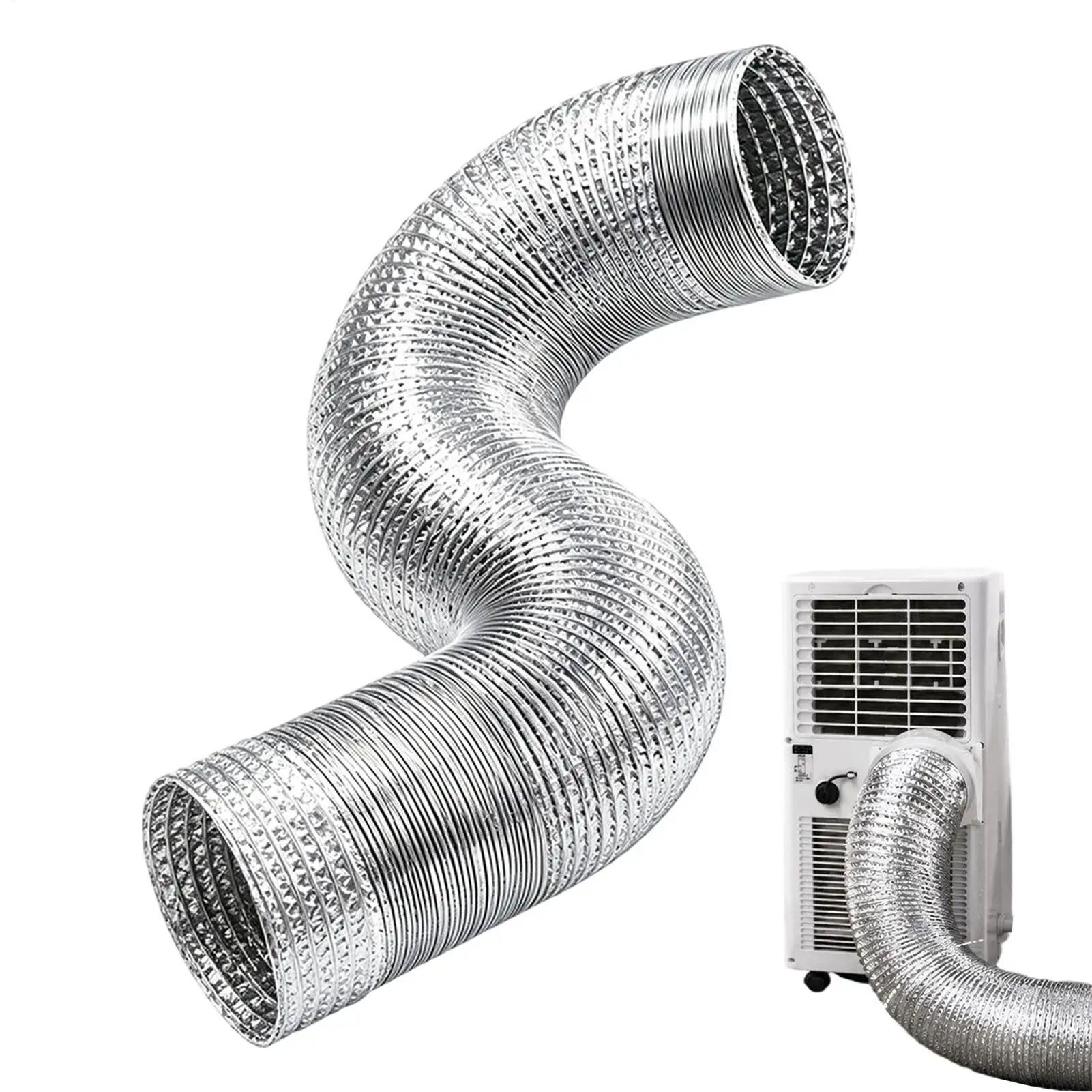 AC Exhaust Hose 150cm Aluminum Foil Insulated Replacement Tube Heavy Duty Anti Heat Portable Air Conditioner Duct for Home Dorm