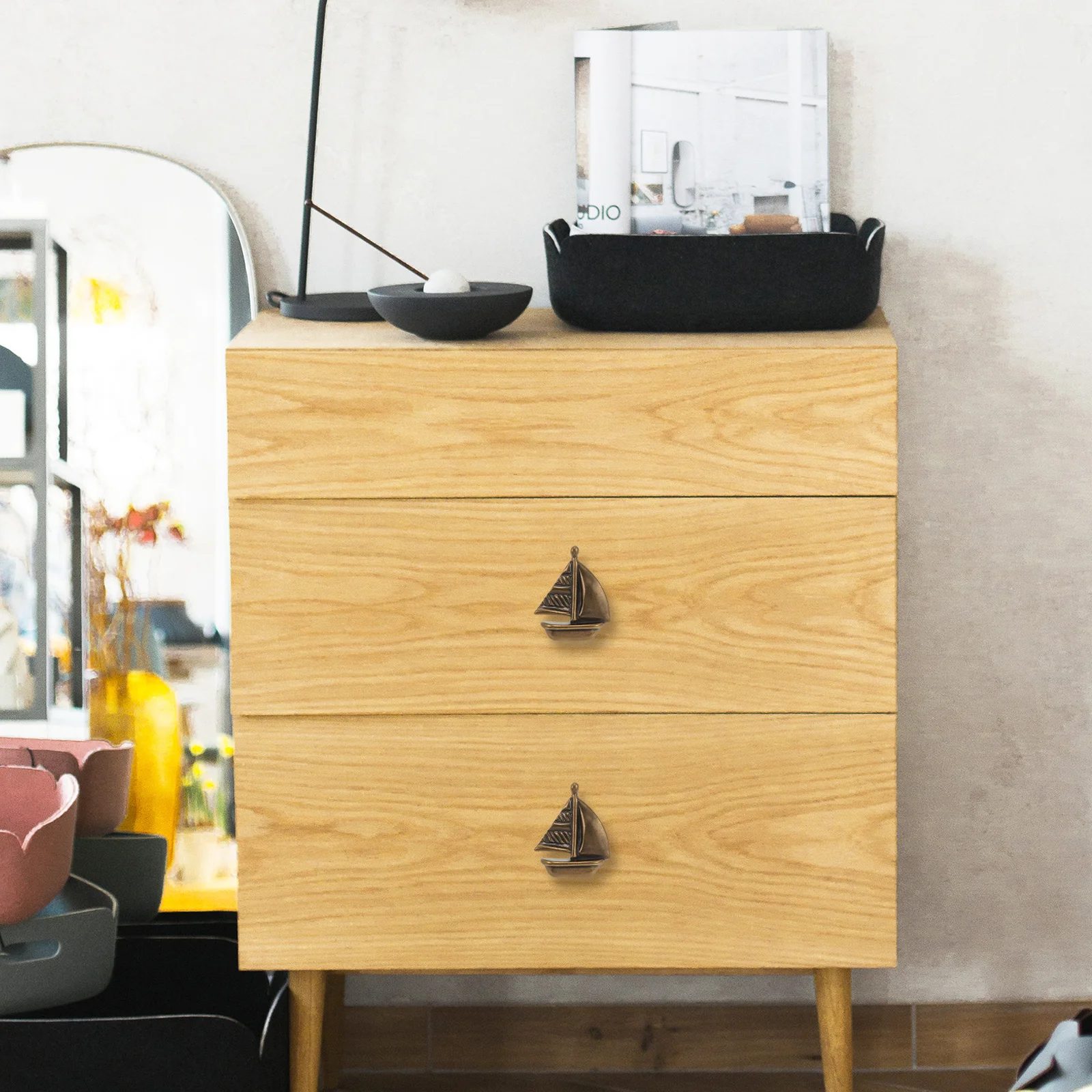 

2 pcs Boat Shape Cabinet Knob Metal Drawer Handle Single Hole Dresser Pull Decorative Knob For Wardrobe Cupboard Closet