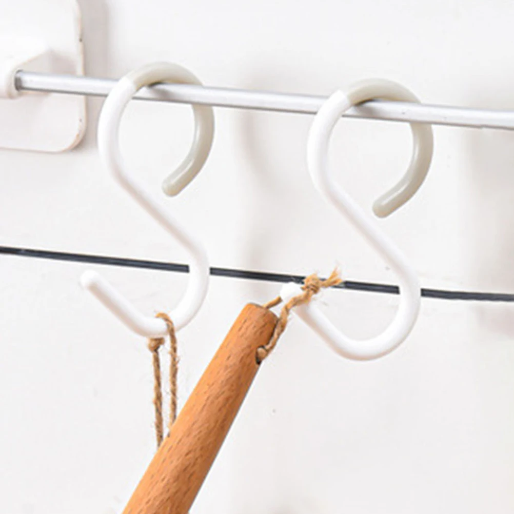 

12pcs S Hooks KeyHooks Plastic Small White Bathroom Towel Hooks Closet Hanger Rustproof Multipurpose Storage