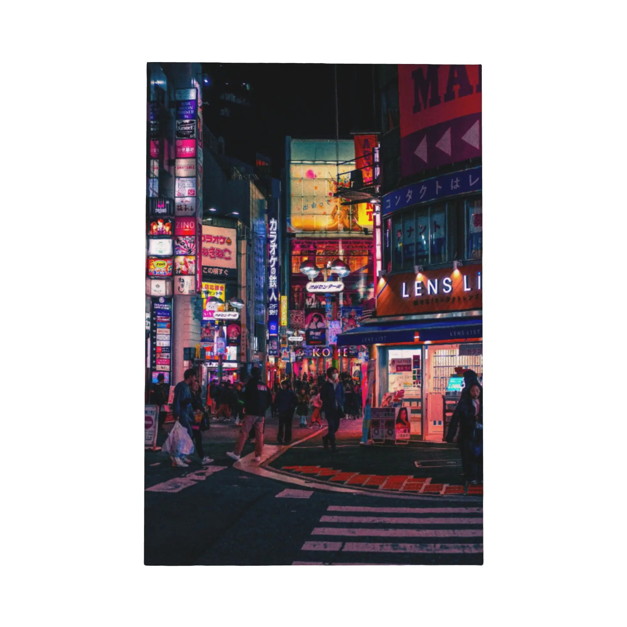 Arte de pared enmarcado en lienzo de Japón de Tokio, impresionante impresión escénica de paisaje urbano moderno, póster urbano de luces de neón de rascacielos