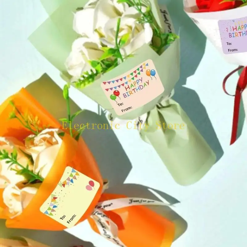 300Pcs Adhesive Wrapping Label 50x38mm Birthday Name Sticker for Scrapbooking Envelopes Candy Bag Wrapping Decoration HU8D