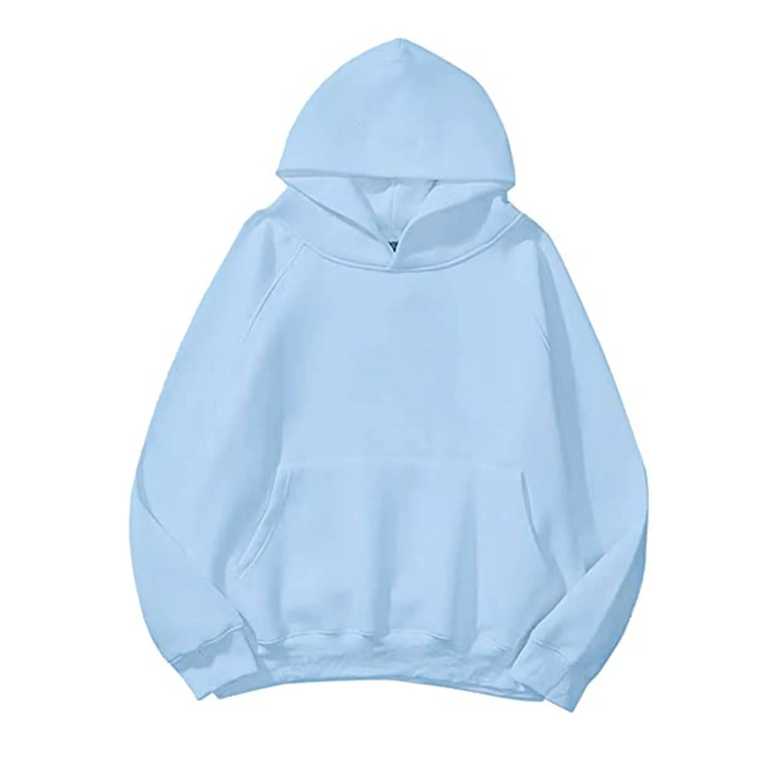 

Women Solid Basic Fleece Letter Loose Hoodie Sweatshirt Long Sleeve Pocket Drop Shoulder Pullovers Outfits 90s Sports