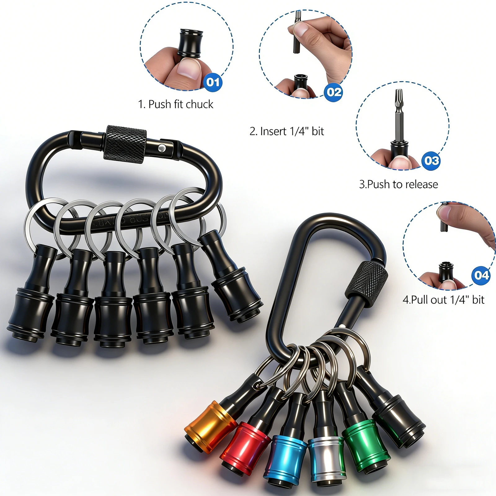 6Pcs Bit Holders 1/4 inch Hex Shank Screwdriver Bits Holder  Lightweight Quick-change Extension Bar Keychain Drill Screw Adapter