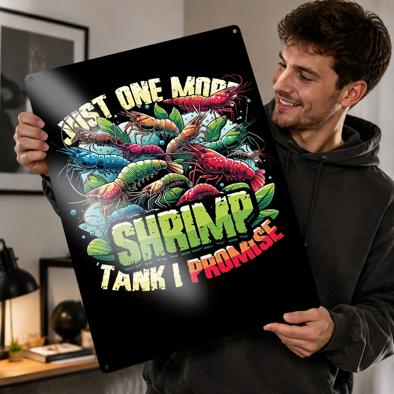 Shrimp Breeding Tank Personalized 3D Textured Metal Poster Wall Art Vintage Tin Signs for Decor Room Decoration Cozy House Home