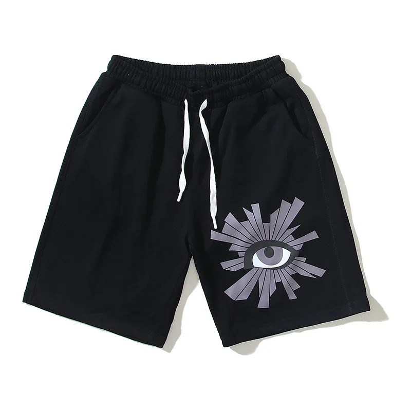 Yao masculina moda Kanye verão casual shorts de algodão, calça curta de rua alta, estampa hip hop, House of ERRORES, Harajuku