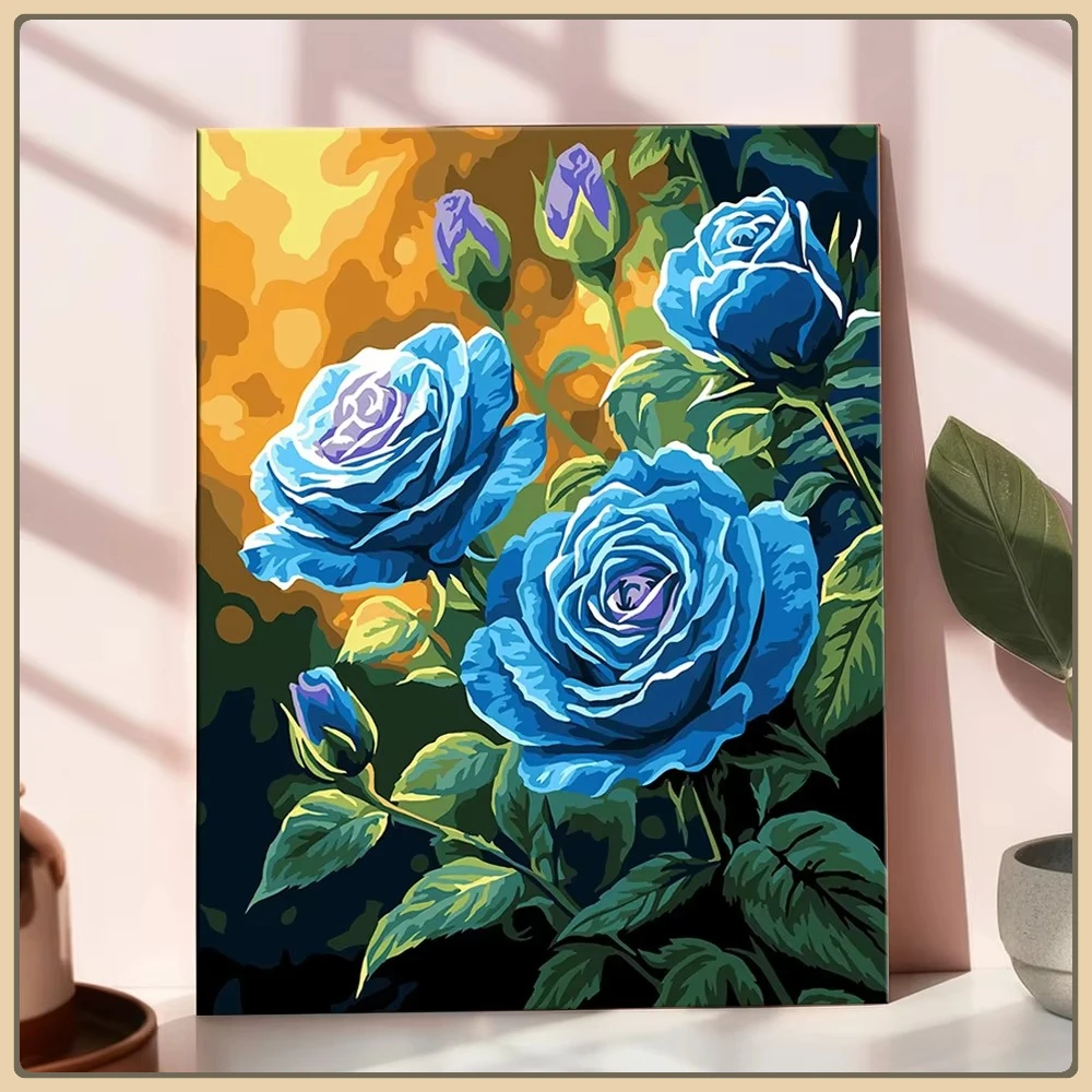 

Картинки, краска по номерам, цветок розы, раскраска на холсте, цветочное хобби, креативный уникальный подарок, украшение для дома