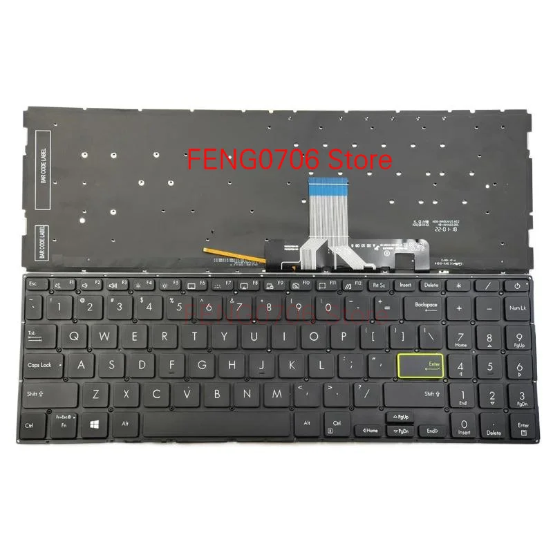 FNew para Asus VivoBook E510 E510M E510MA L510 L510M L510MA L510MA-WB04 S533E S533EA S533F S533 S533FA teclado del ordenador portátil retroiluminado de EE. UU.