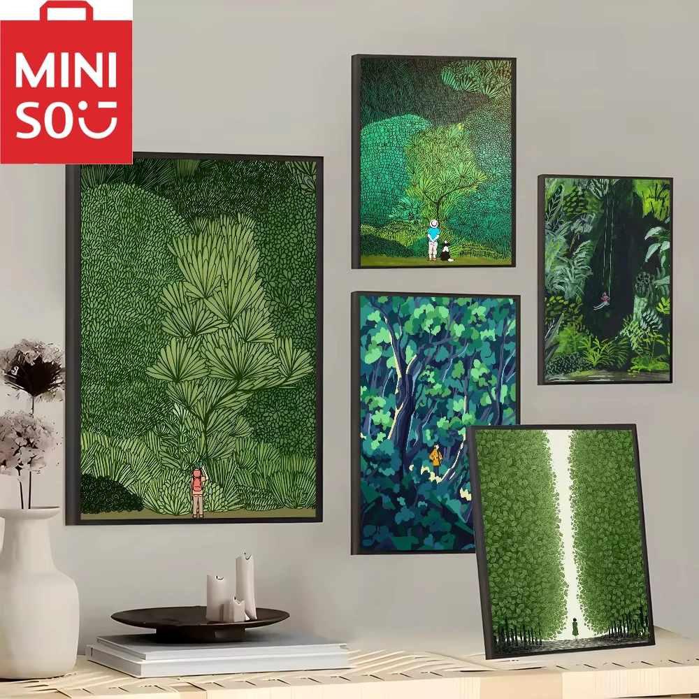

MINISO Oil Painting By Number Nordic Green Forest Jungle Explore Home Decoration Wall Living Room Decor Friend Gift Frameelss