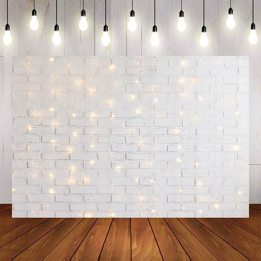 Mehofond Christmas Photography Background Sparkling With Light White Brick Wall Portrait Photophone Backdrop Decor Photo Studio