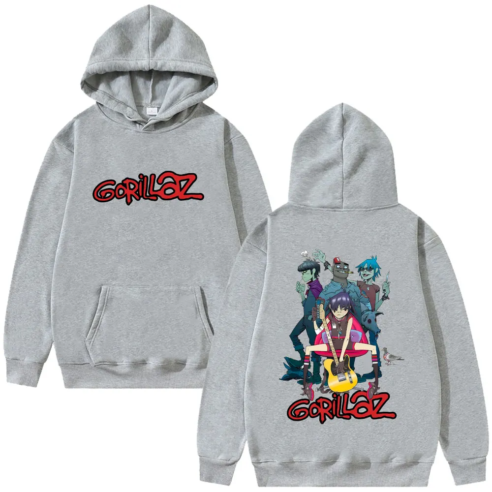 Rock Band Gorillaz Graphic Hoodie Men Women Hip Hop Gothic Pop Music Pullover Hoodies Male High Quality Fleece Cotton Sweatshirt