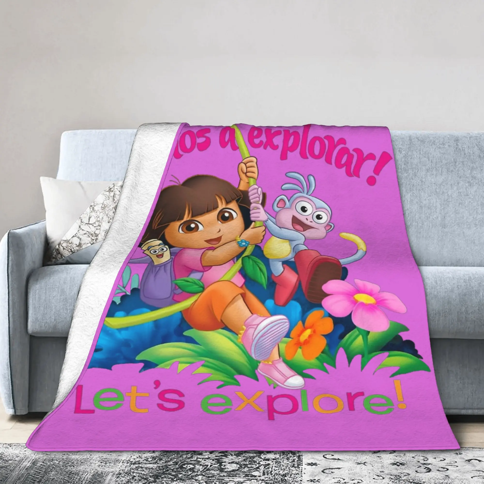 د-دورس فاموس اكسبلورر! دورا وأحذية بطانية صوف مضحكة قابلة للتنفس لتزيين نسيج صالة الفراش، #2